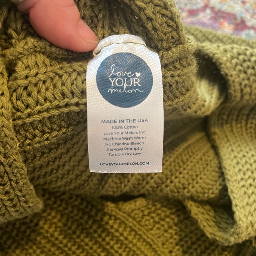 Love Your Melon Olive Green Knit Poncho - Picture 3 of 4